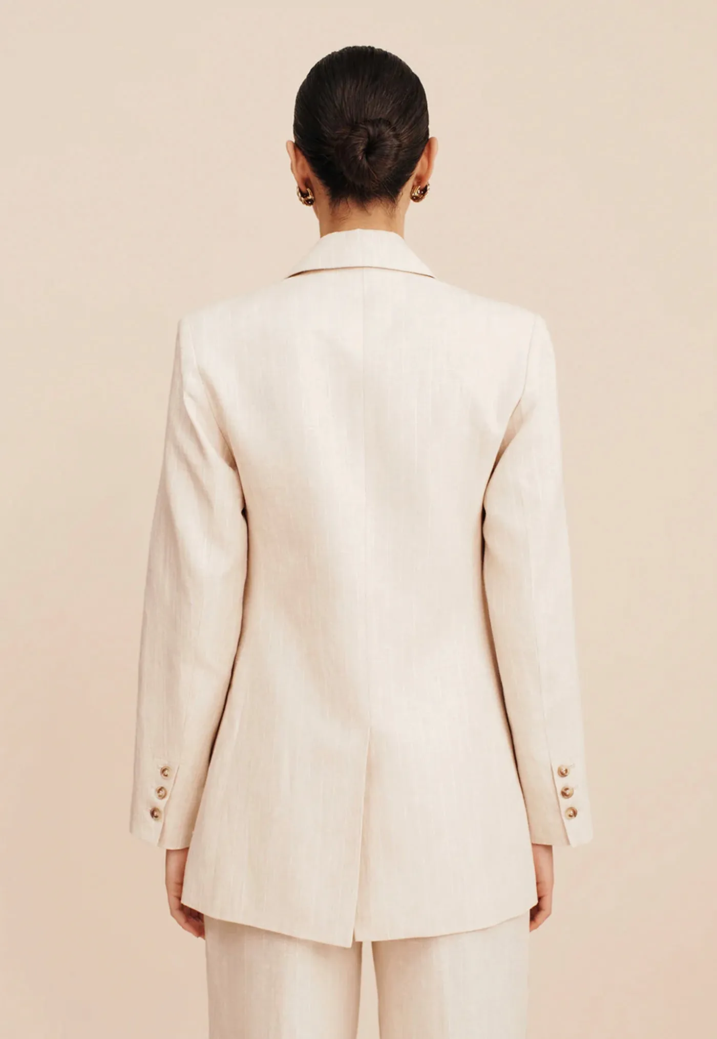 Leon Blazer - Beige Pinstripe