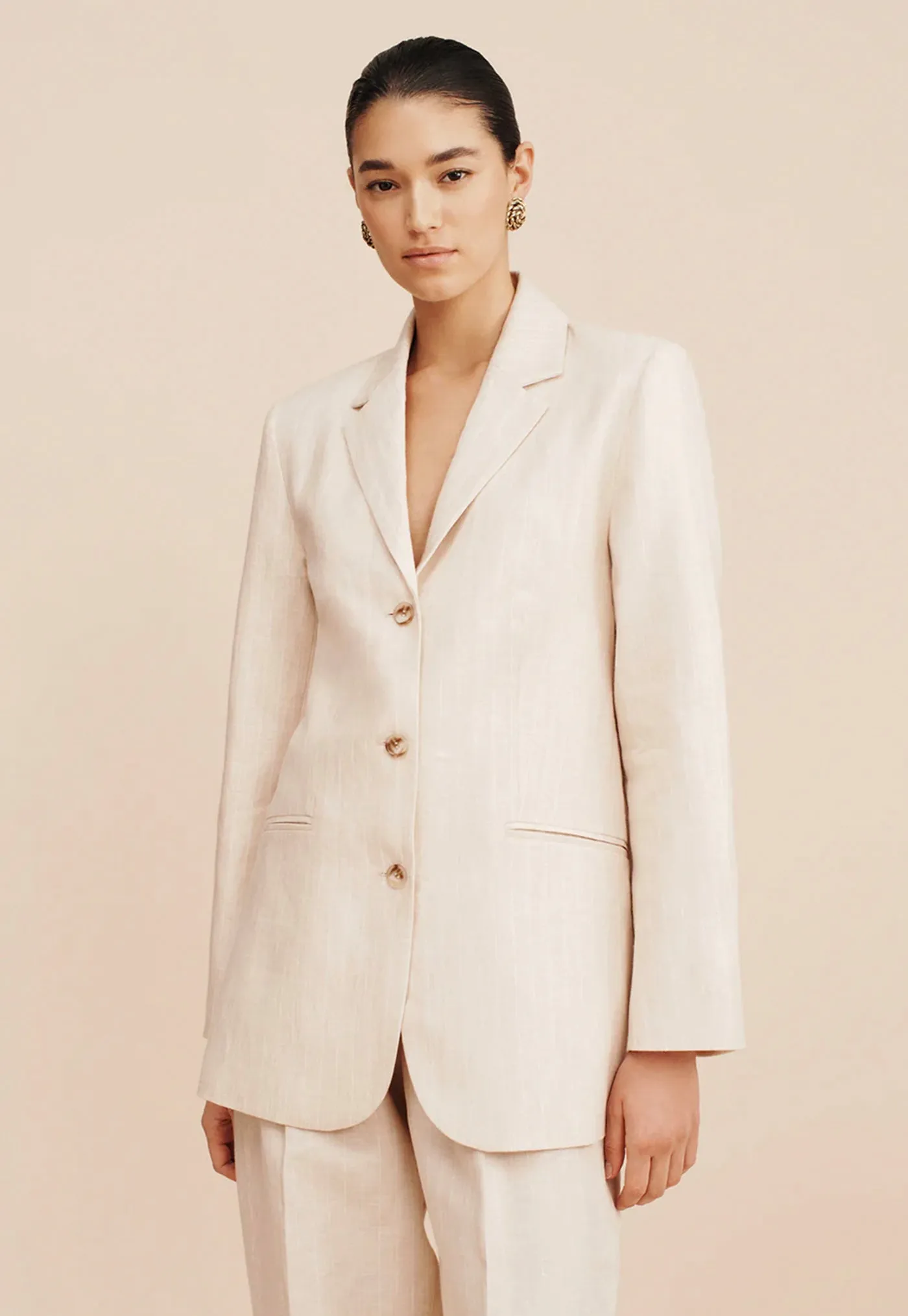 Leon Blazer - Beige Pinstripe