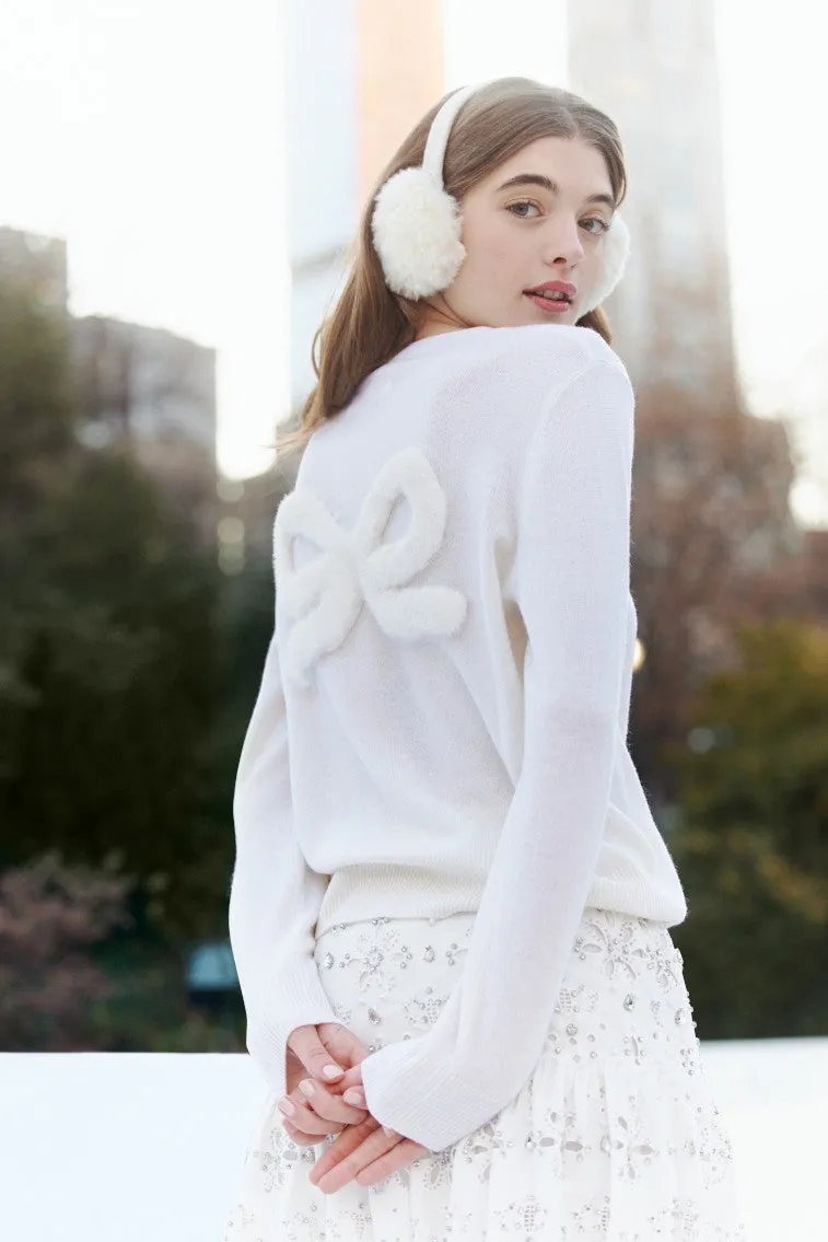 LoveShackFancy x MAX&MOI Piata Faux Fur Bow Sweater