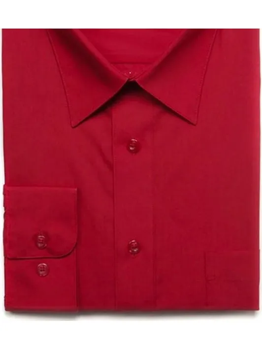 Marquis Mens Classic Fit Solid Red Cotton Blend Dress Shirt