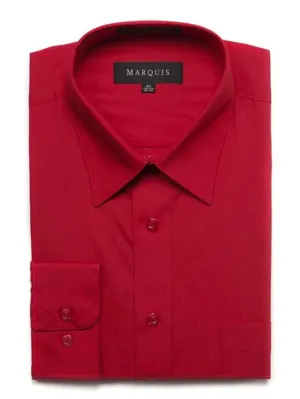 Marquis Mens Classic Fit Solid Red Cotton Blend Dress Shirt
