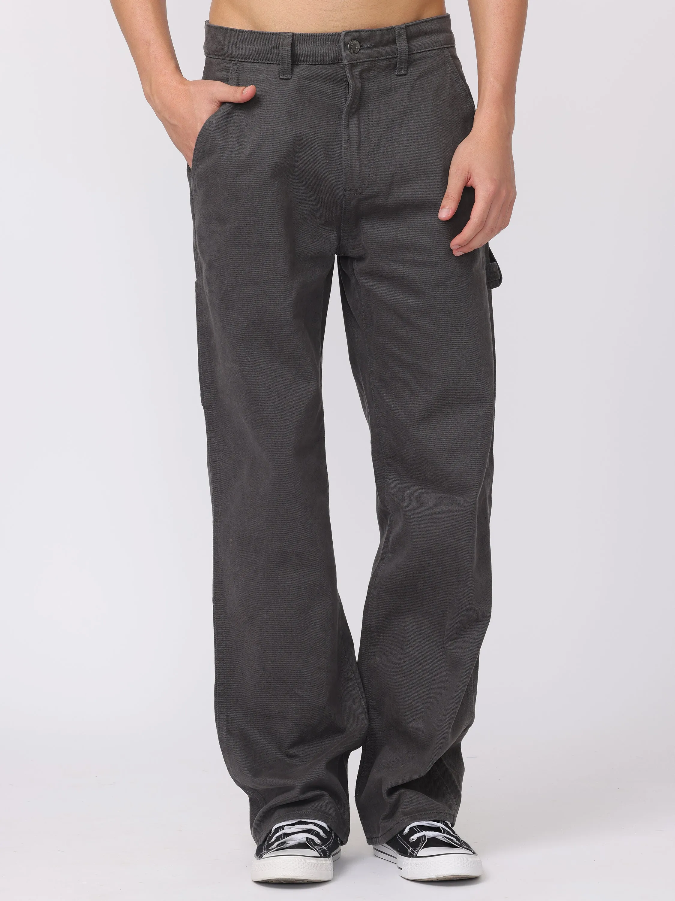 Men Grey Baggy Fit Carpenter Pants