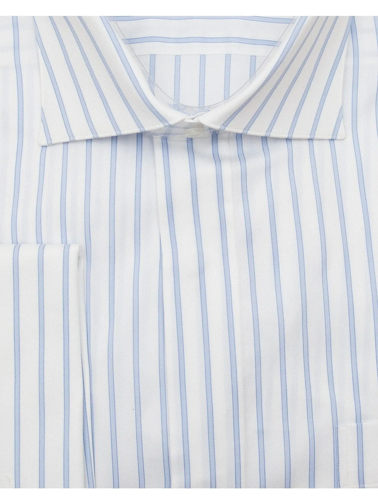 Mens Cotton Blue Striped Classic Fit Cutaway Collar Stretch Dress Shirt