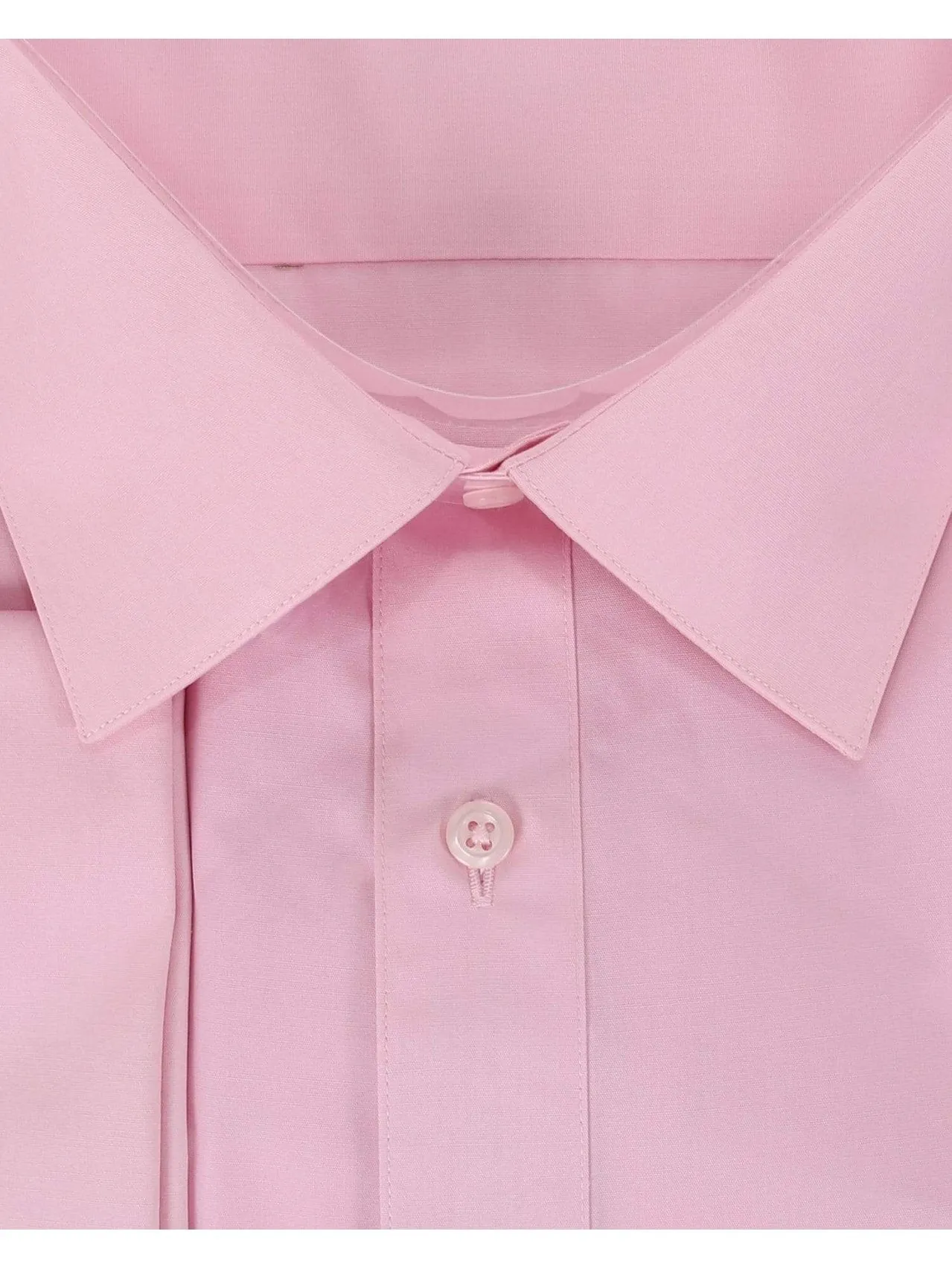 Mens Solid Pink Regular Fit Spread Collar French Cuff Dress Shirt