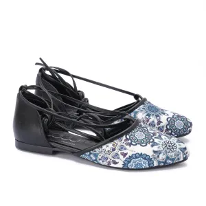 Multi-Strap Lace-Up Flat-Black