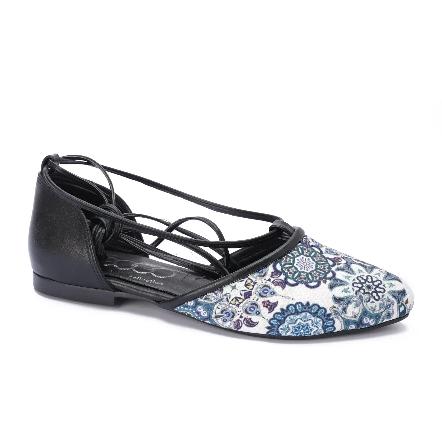Multi-Strap Lace-Up Flat-Black