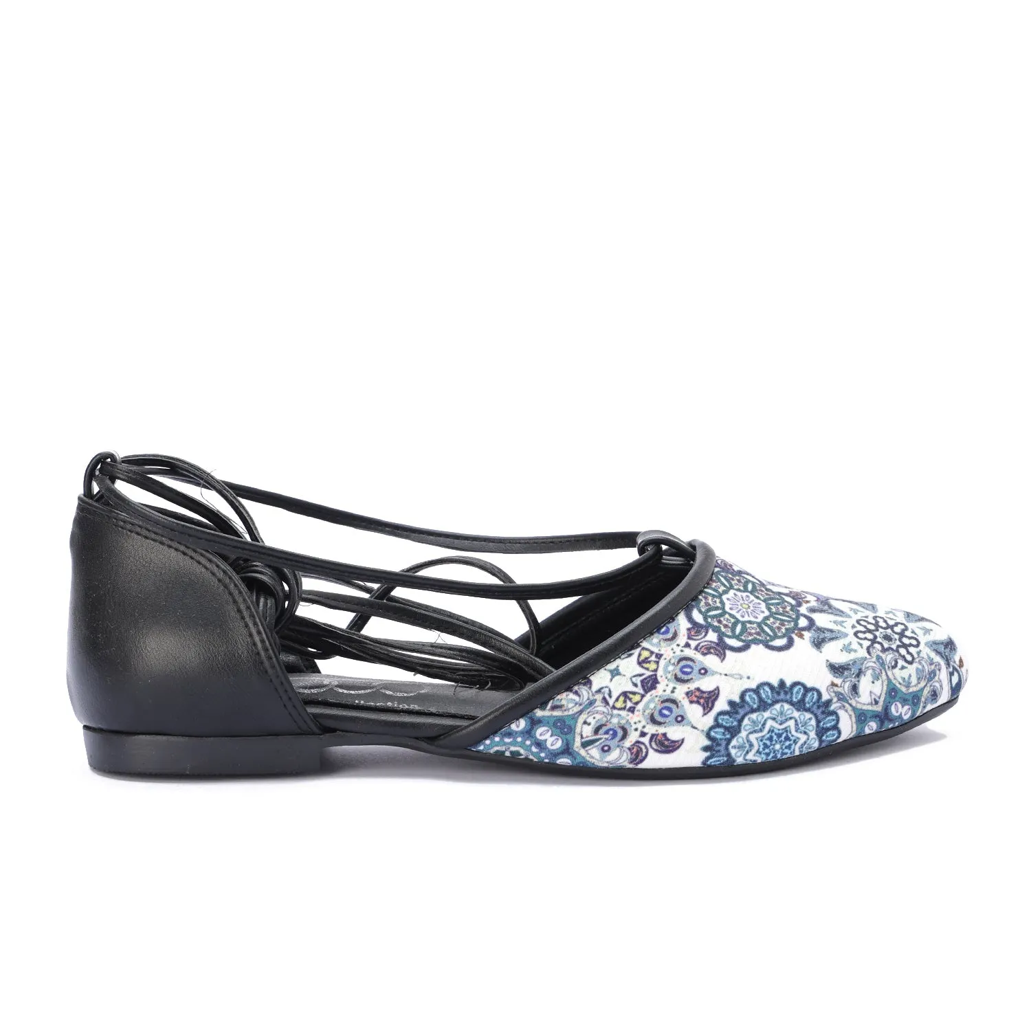 Multi-Strap Lace-Up Flat-Black