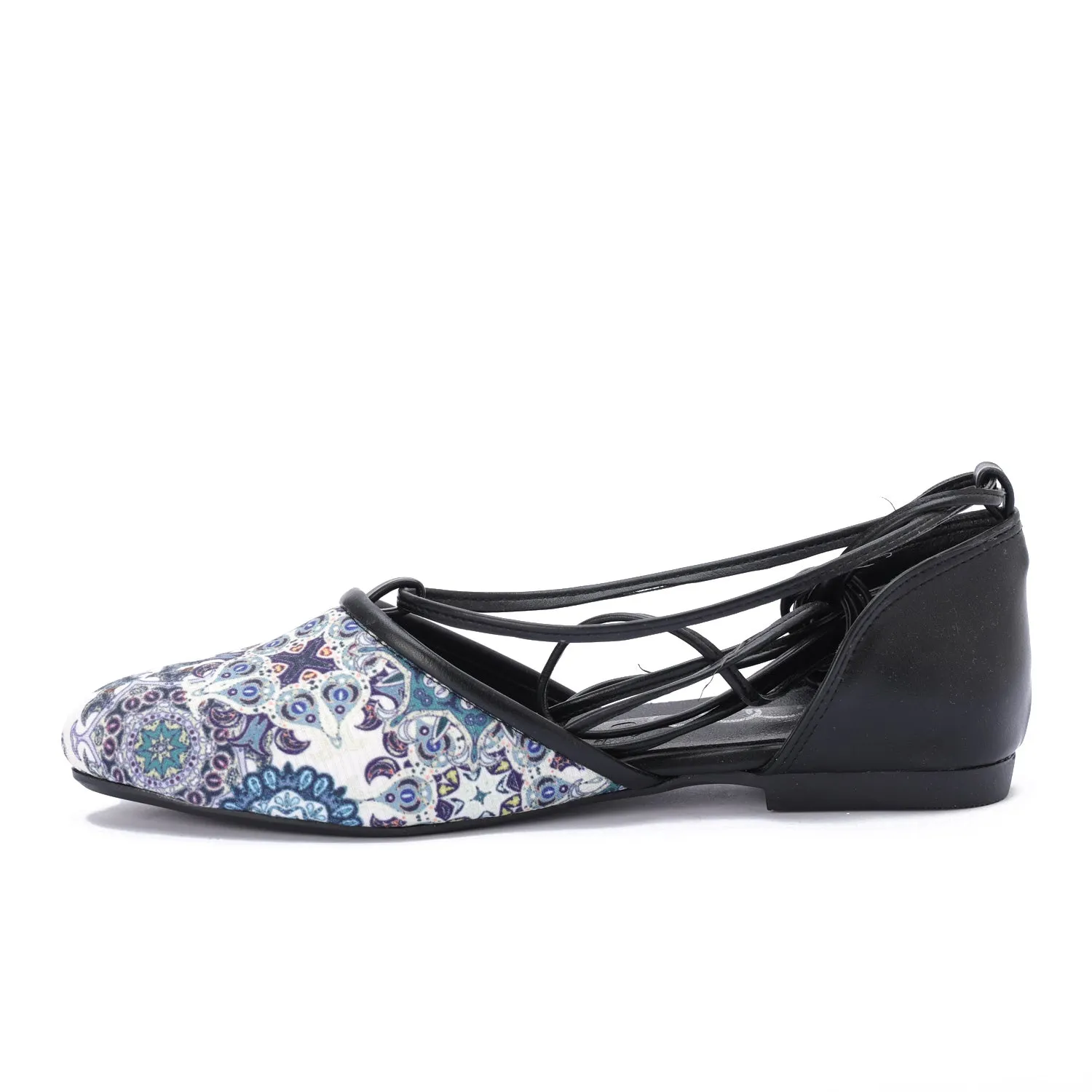 Multi-Strap Lace-Up Flat-Black