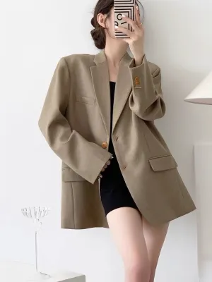 Oversized Classic Pocket Blazer in Khaki