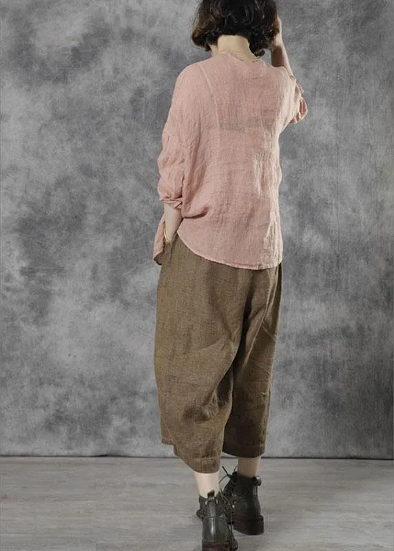 Plus Size Khaki Casual Patchwork Crop Fall Pants