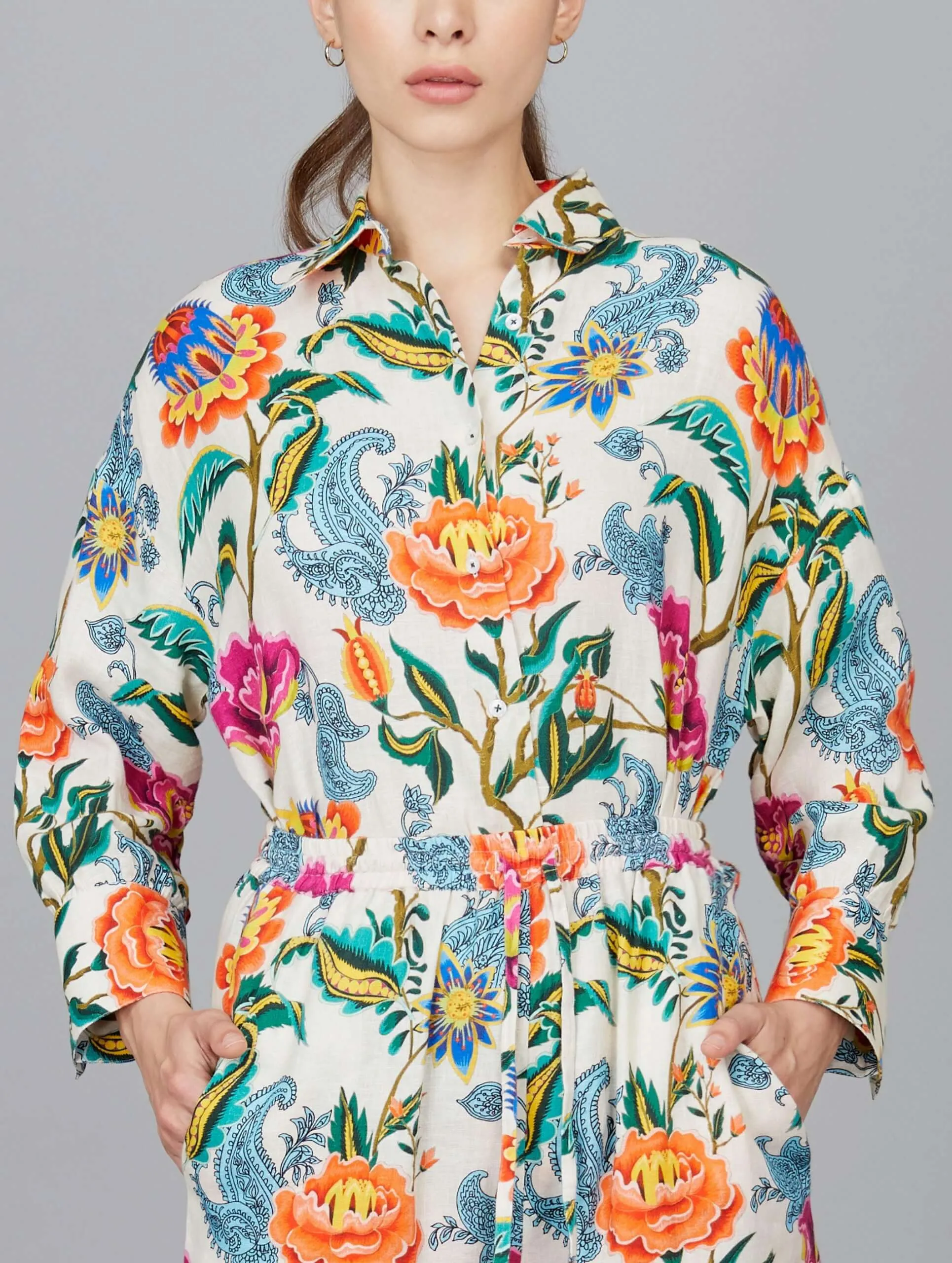Relaxed-Fit Floral Linen Pant