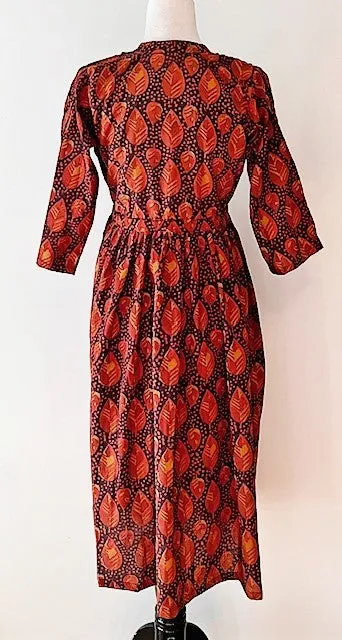 Sophisticated Block Print Cotton Short Dress (Copper)