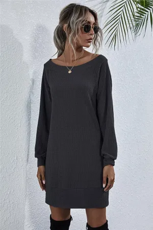 Sophisticated Knit Boat Neck Mini Dress