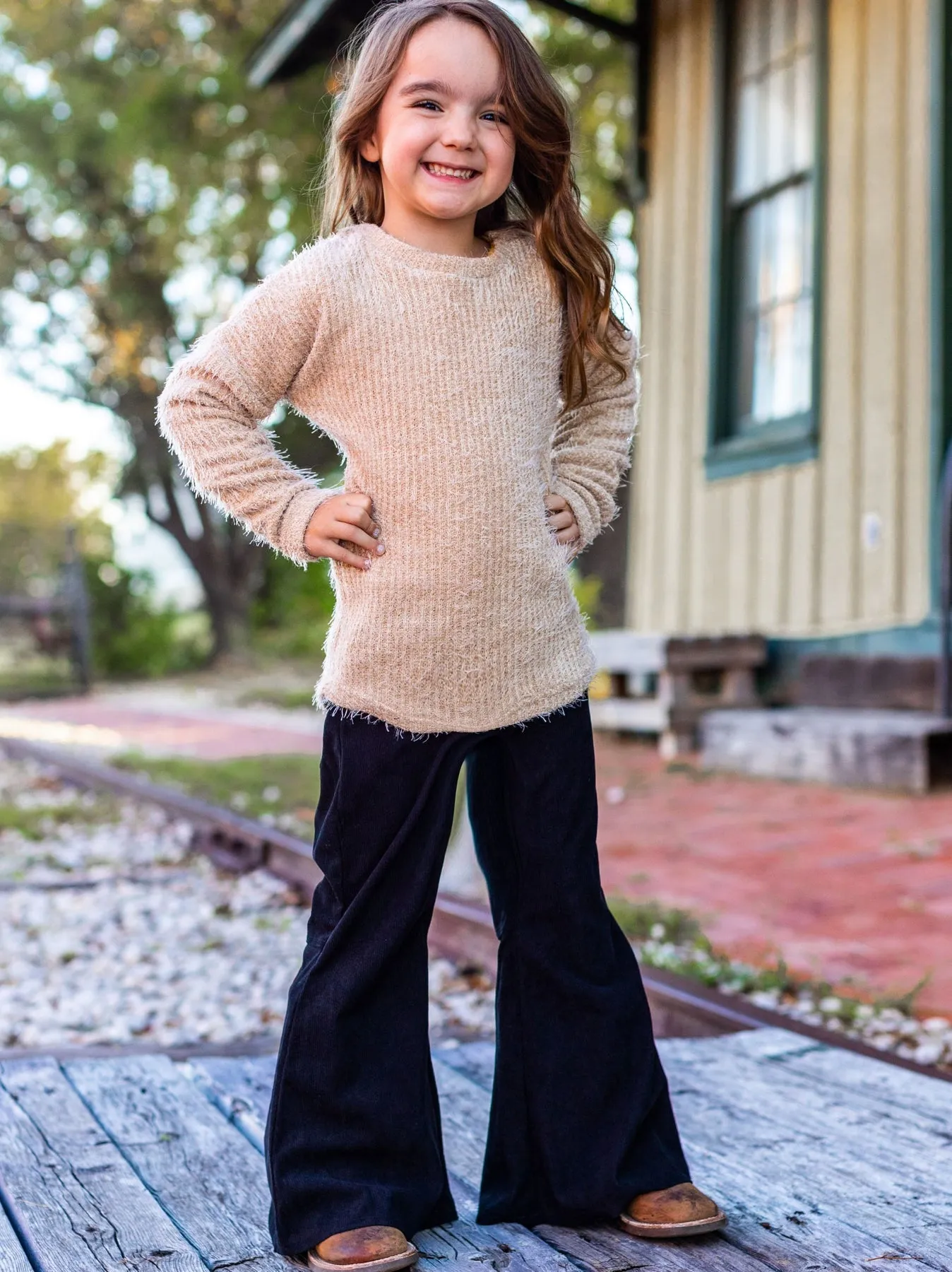 Southern Grace Girl's In the Dark of Night Flare Pants, Black
