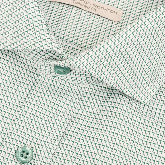 Steven Land Mens Light Green Stepweave 100% Cotton French Cuff Dress Shirt