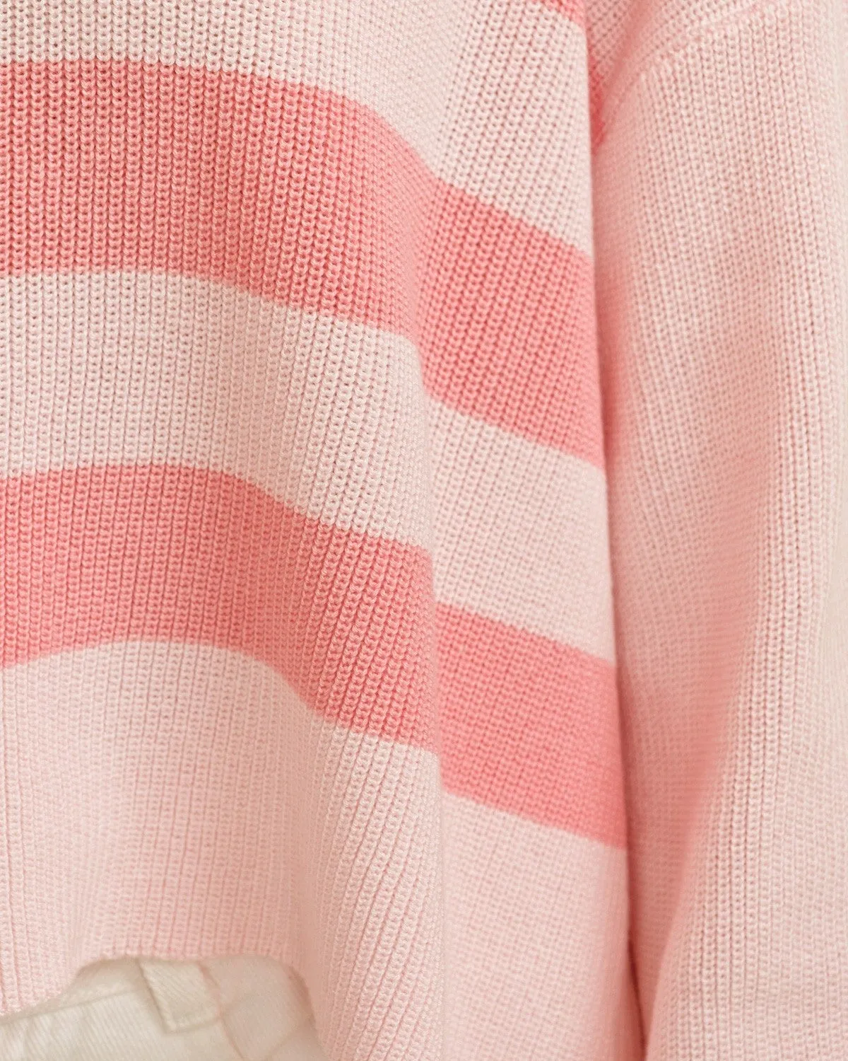 Stripe Ribbed Sweater - Pink