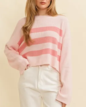 Stripe Ribbed Sweater - Pink