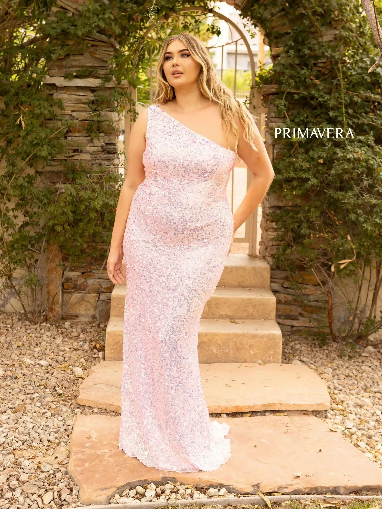 Tayla | One Shoulder Sequin Gown | Curvy By Primavera 14004