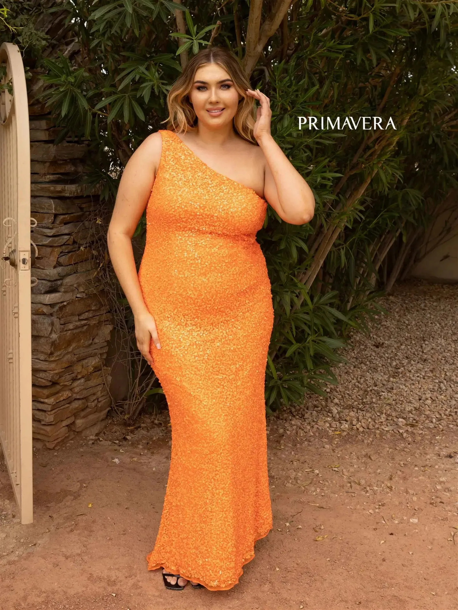 Tayla | One Shoulder Sequin Gown | Curvy By Primavera 14004