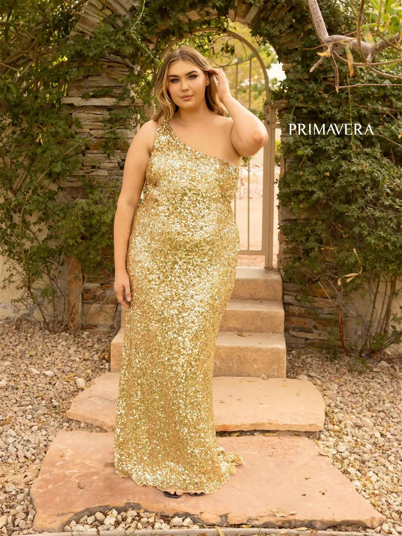 Tayla | One Shoulder Sequin Gown | Curvy By Primavera 14004