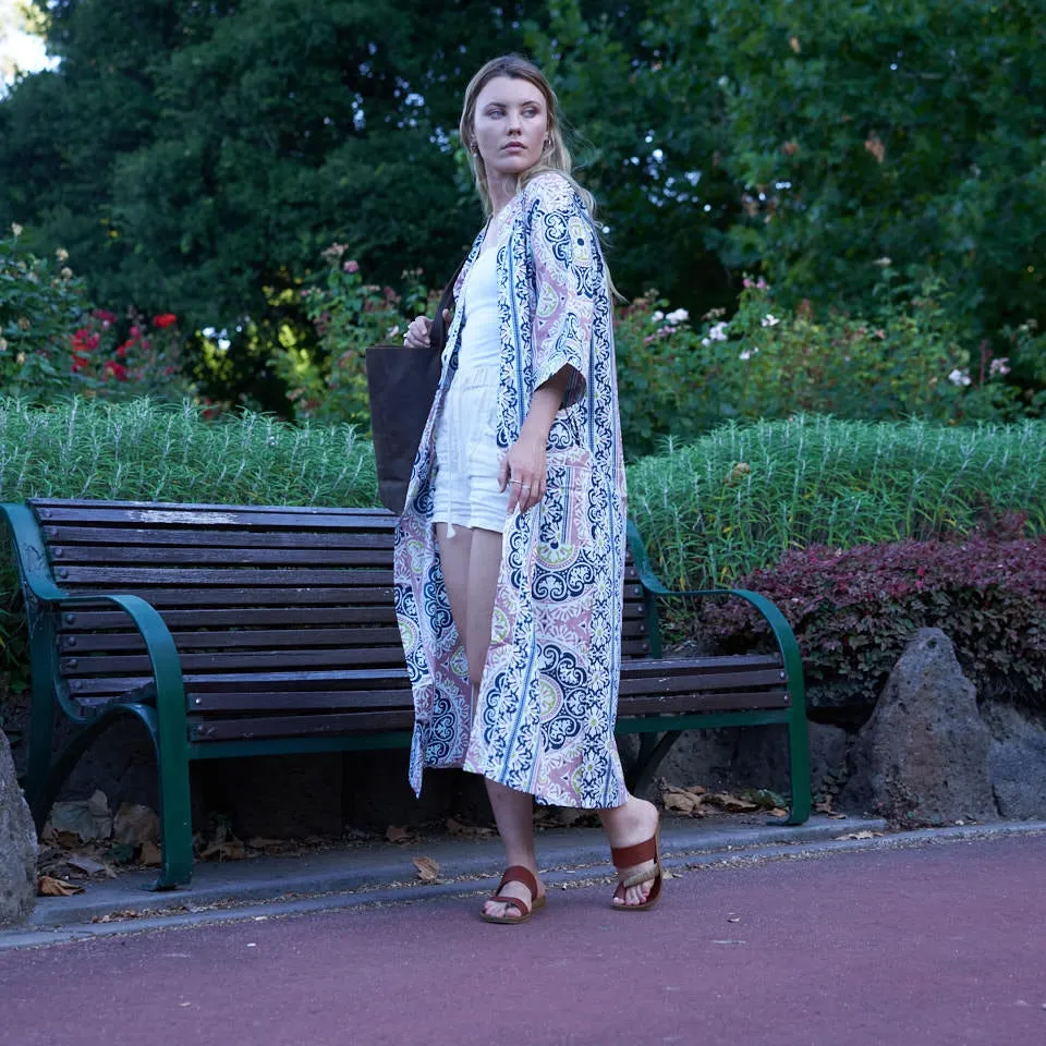 Tranquil Oasis Cotton Kimono Robe  Luxe Loungewear
