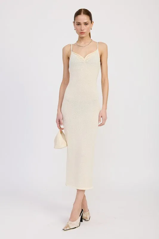 V-Neck Spaghetti Strap Midi Dress
