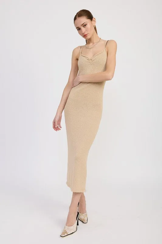 V-Neck Spaghetti Strap Midi Dress