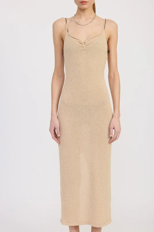 V-Neck Spaghetti Strap Midi Dress