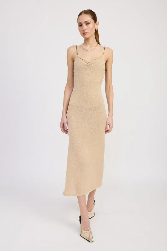 V-Neck Spaghetti Strap Midi Dress