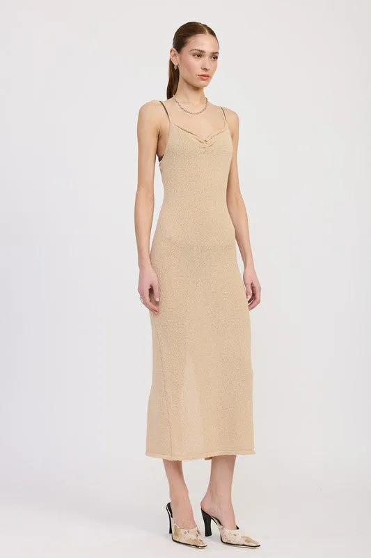 V-Neck Spaghetti Strap Midi Dress