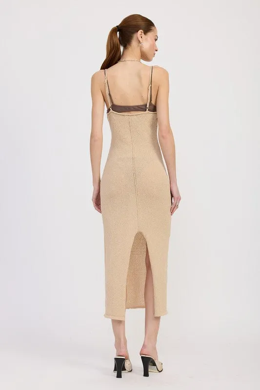 V-Neck Spaghetti Strap Midi Dress
