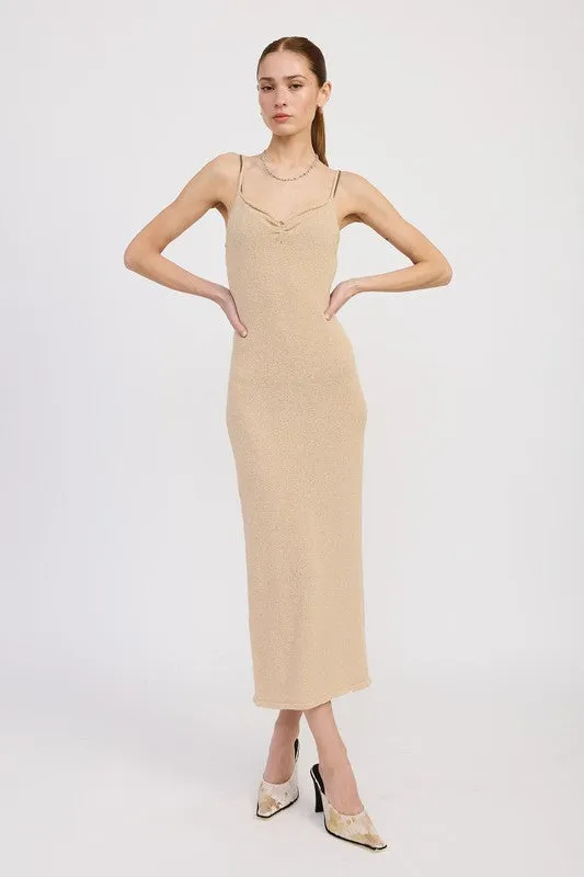 V-Neck Spaghetti Strap Midi Dress