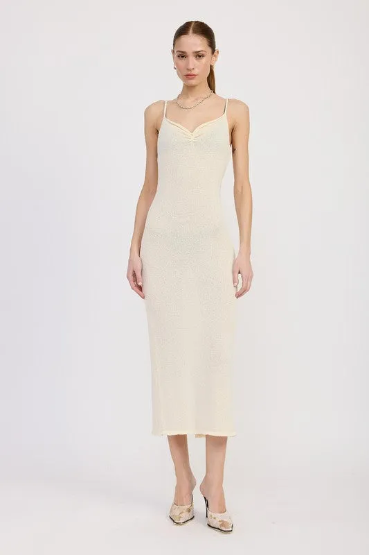 V-Neck Spaghetti Strap Midi Dress