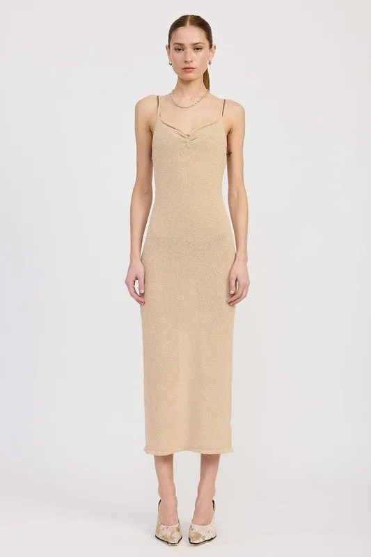 V-Neck Spaghetti Strap Midi Dress