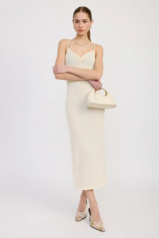 V-Neck Spaghetti Strap Midi Dress
