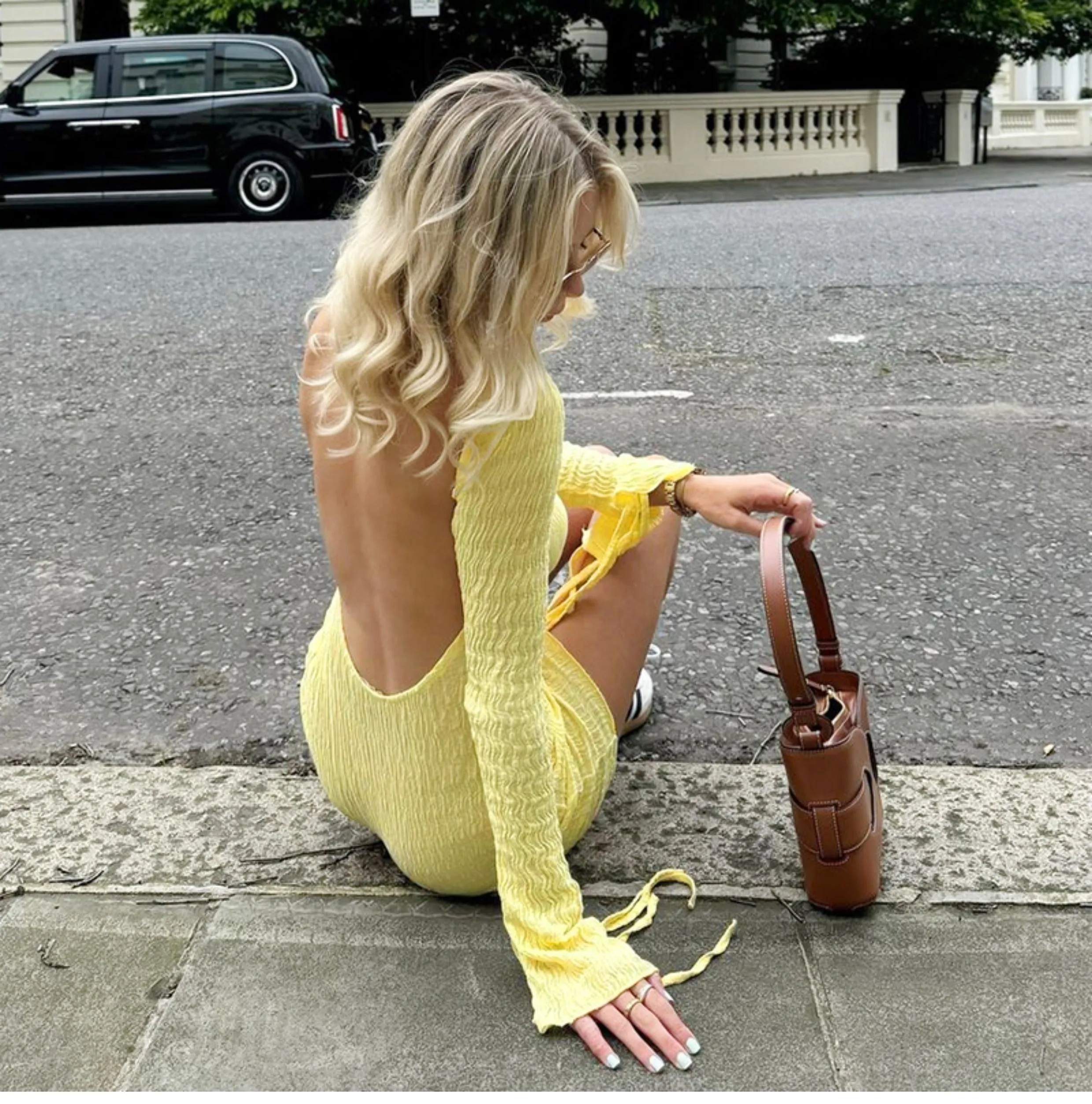 Vanessa Backless Textured Mini Dress