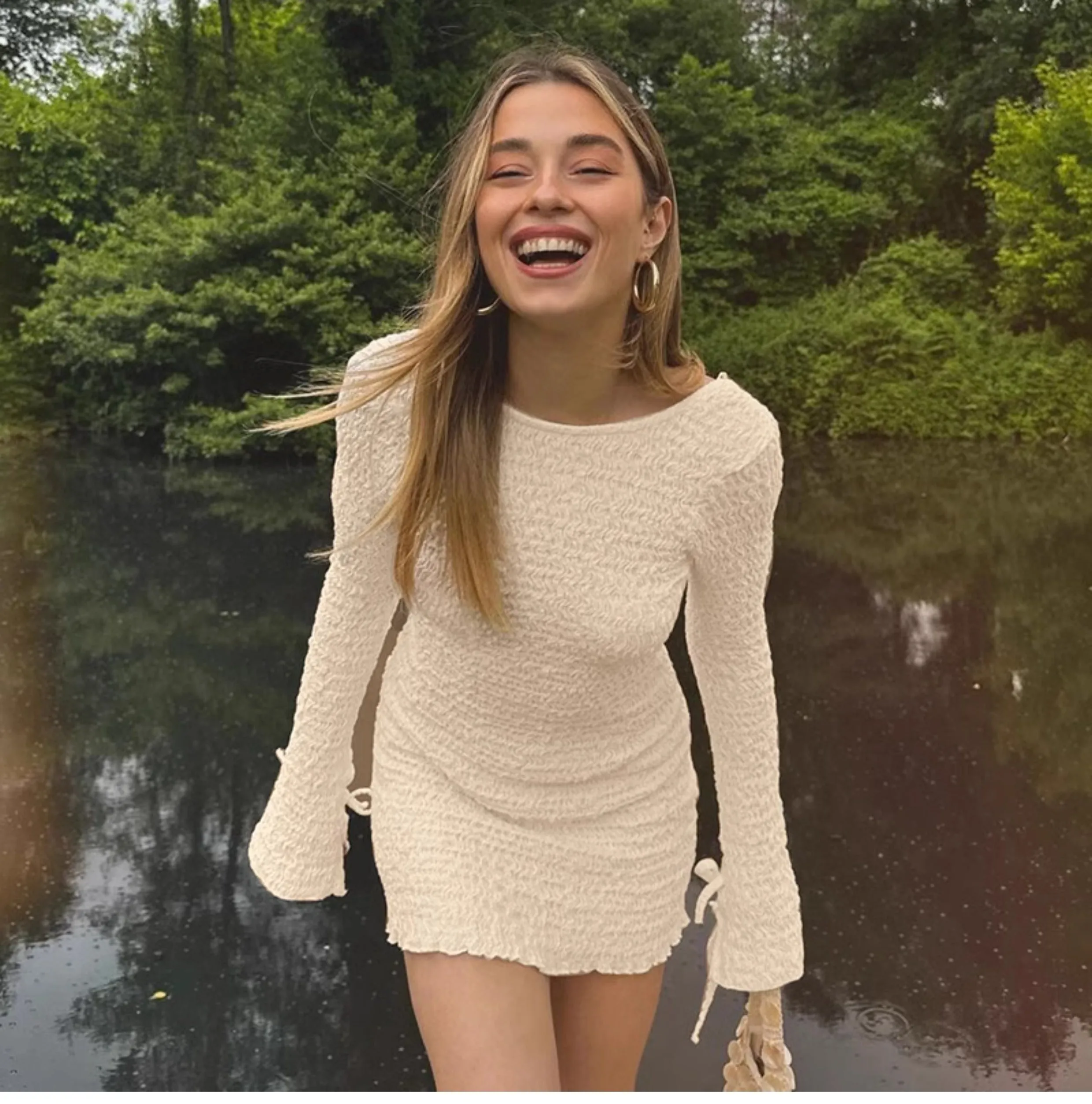 Vanessa Backless Textured Mini Dress