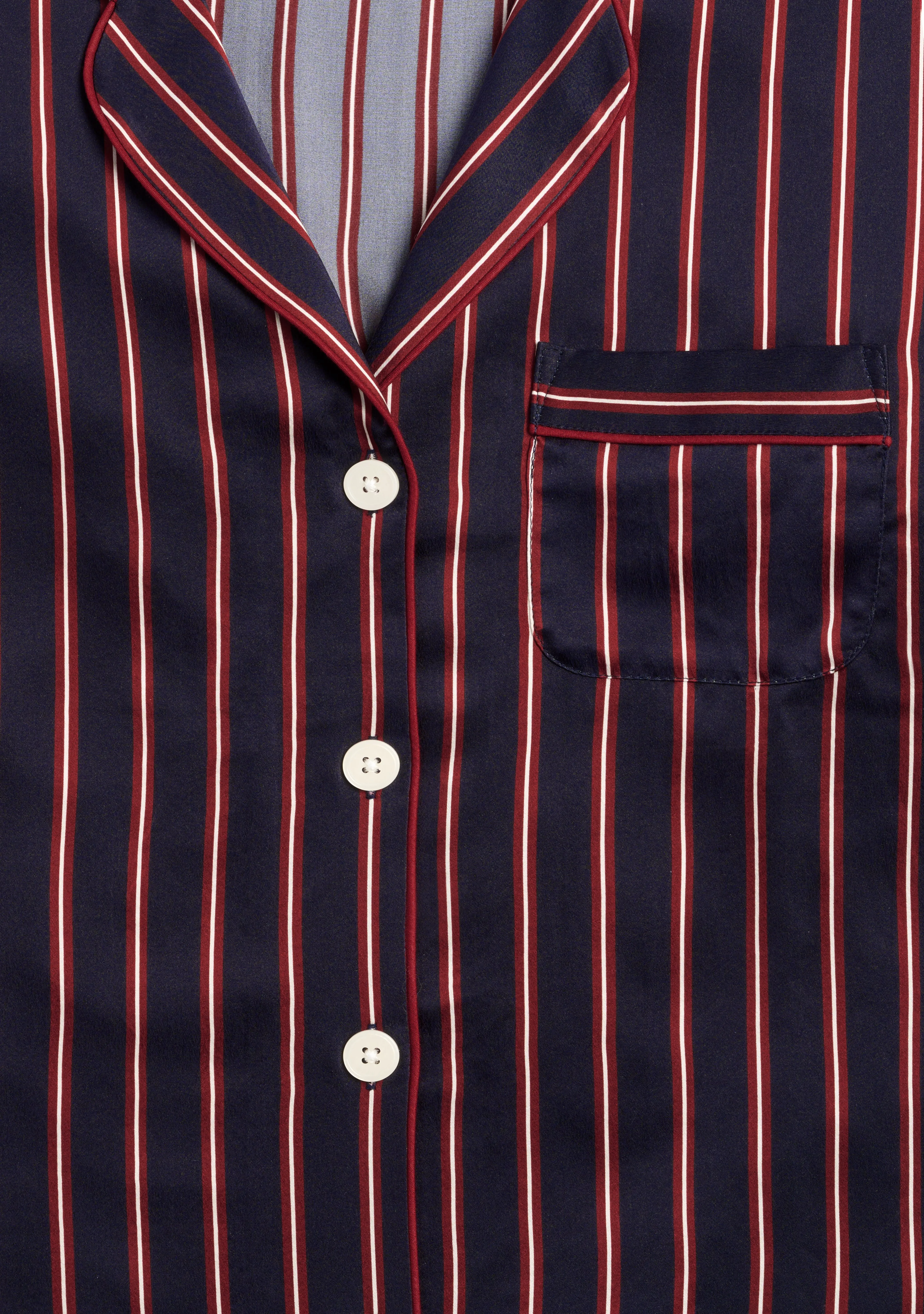 Washable Silk Marina Pajama Set in Midnight Stripe