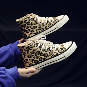 Women Flats Leopard Lace up Comfort Shoes