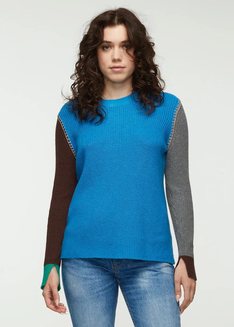 ZP5349 Knit Sweater W/Color Block Slvs
