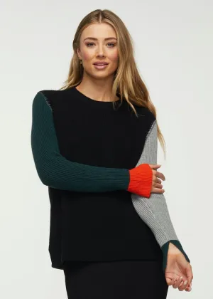 ZP5349 Knit Sweater W/Color Block Slvs