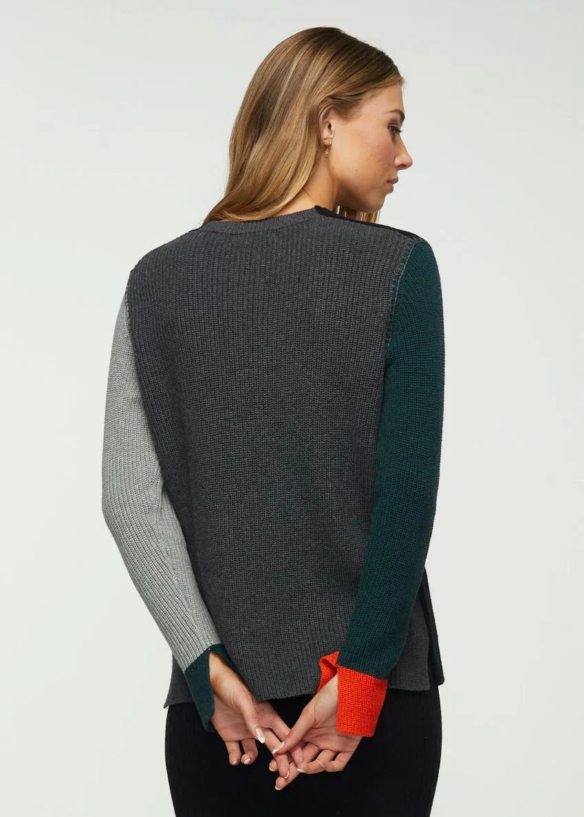 ZP5349 Knit Sweater W/Color Block Slvs