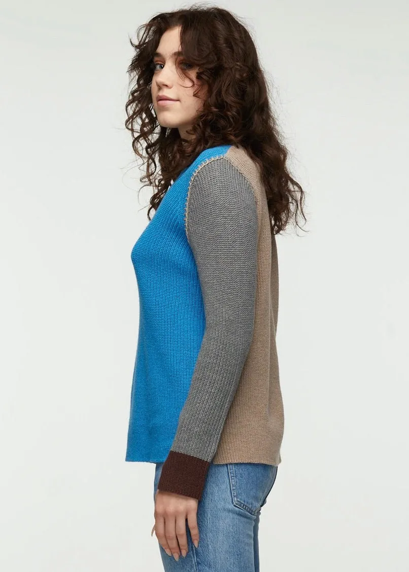 ZP5349 Knit Sweater W/Color Block Slvs